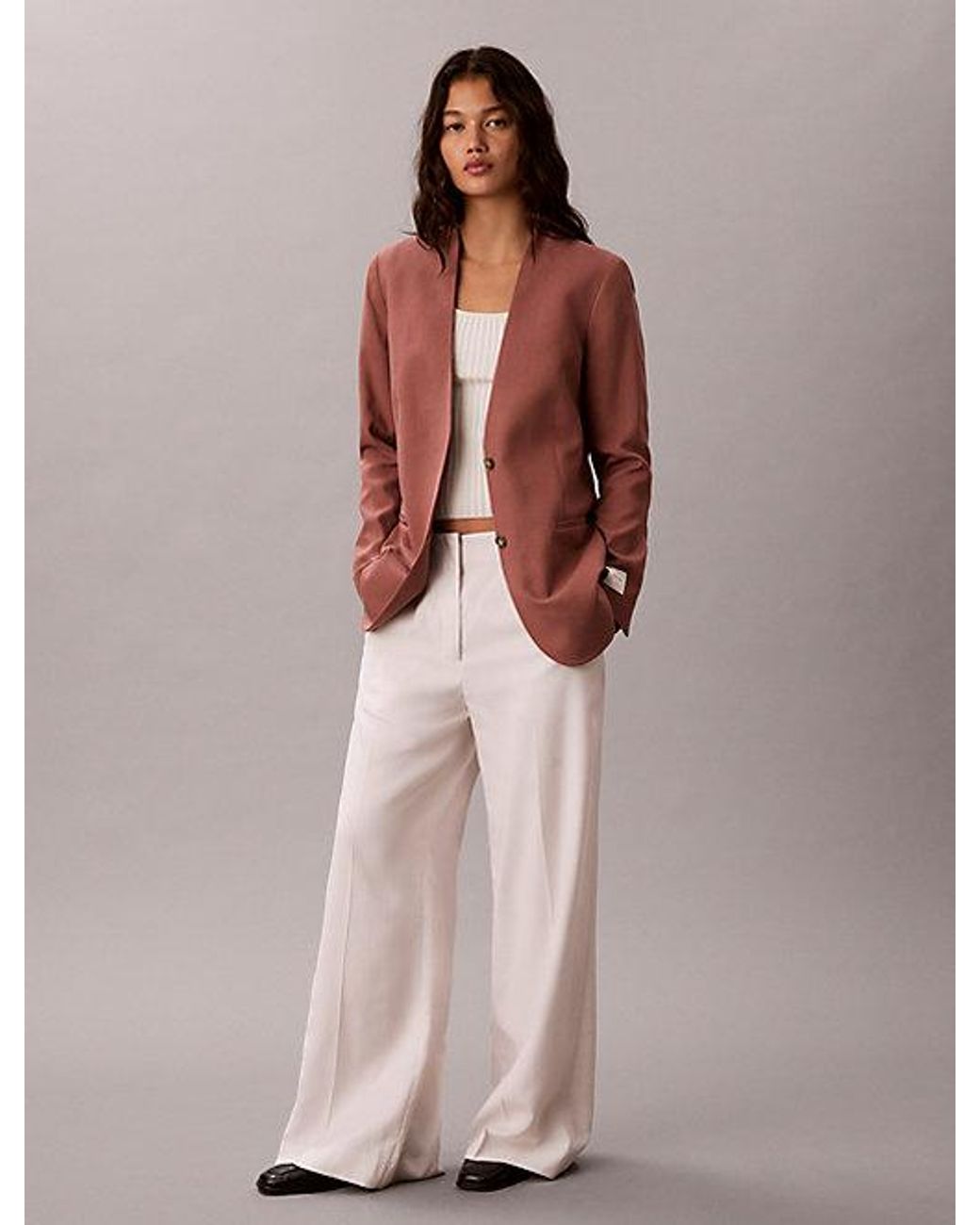 Calvin Klein Pink Lyocell Linen Blend Blazer