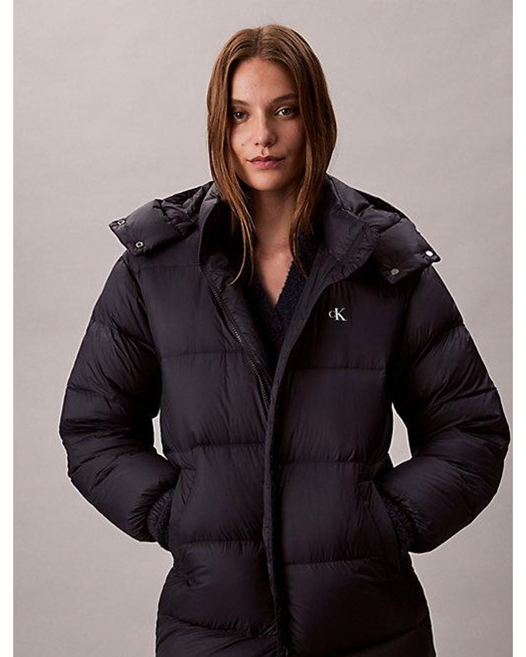 Calvin Klein Blue Jeans Hooded Down Puffer Coat
