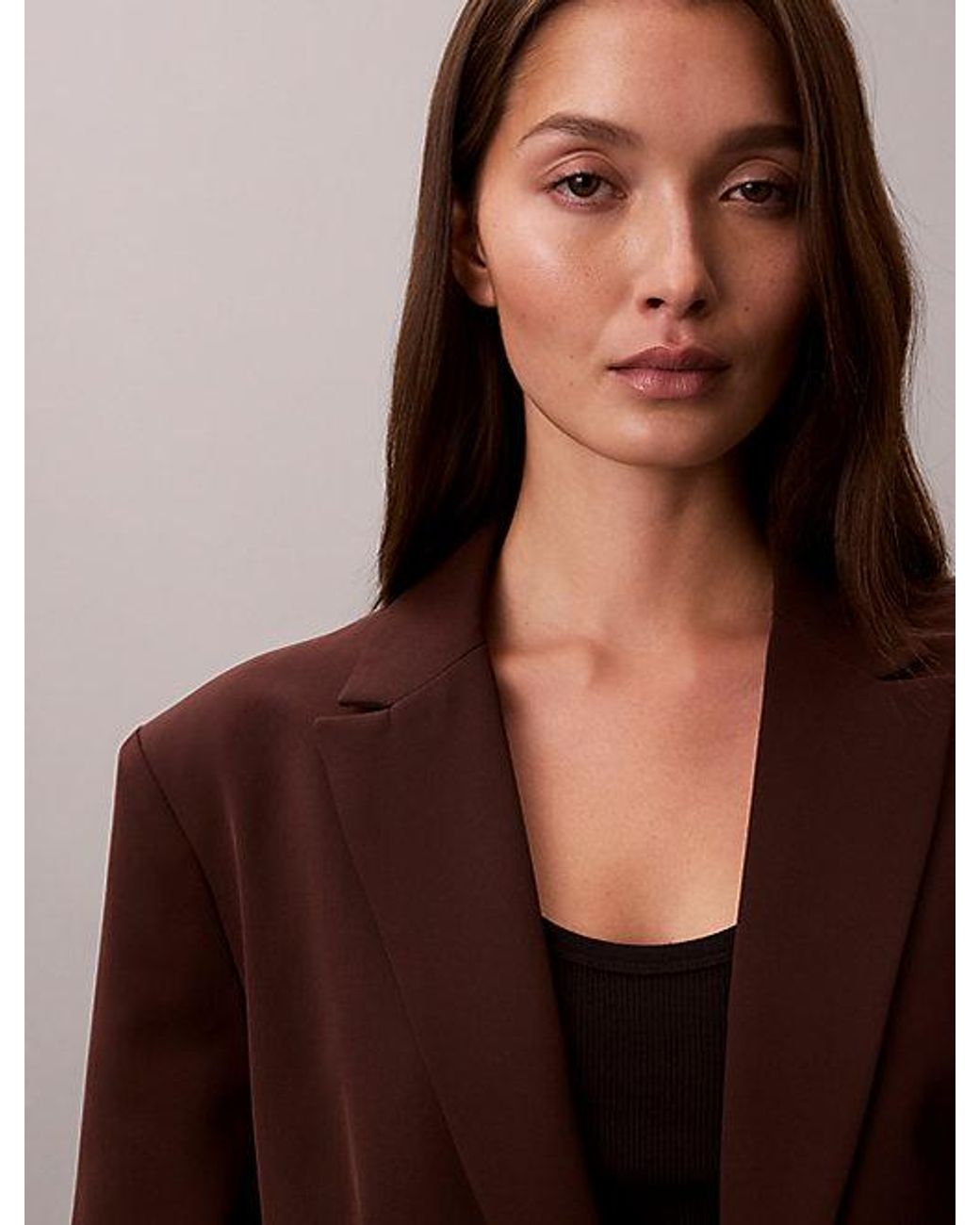 Calvin Klein Brown Soft Crepe Blazer