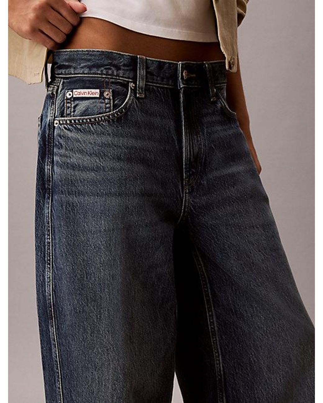 Calvin Klein Blue Jeans Low Rise Twisted Baggy Jeans