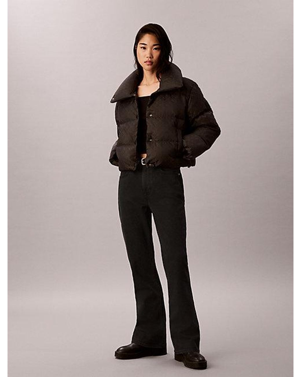 Calvin Klein Multicolor Jeans All Over Logo Down Puffer Jacket