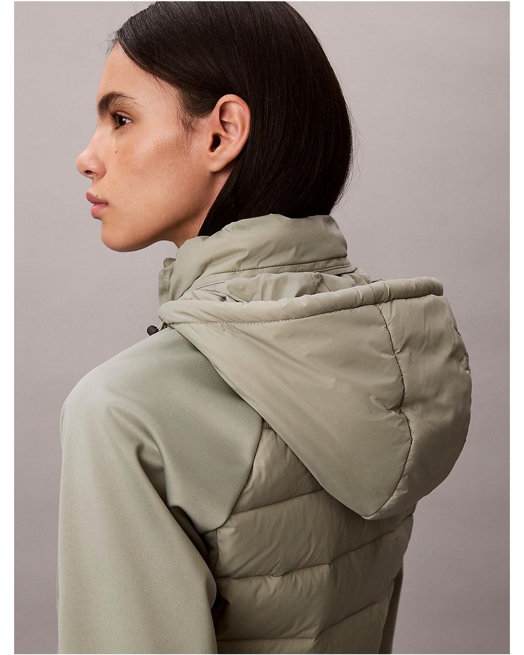 Calvin Klein Mixed Media Puffer Jacket | Lyst