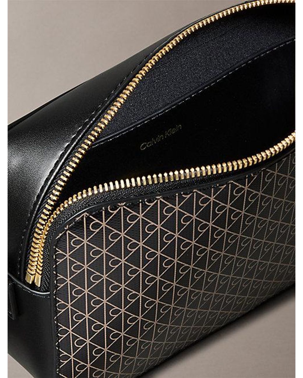Calvin Klein Gray Allover Emblem Logo Camera Bag
