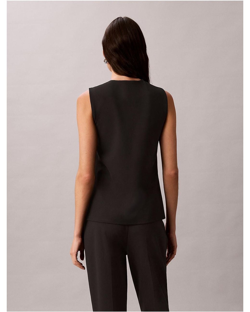 Calvin Klein Black High Twist Compression V-Neck Shell
