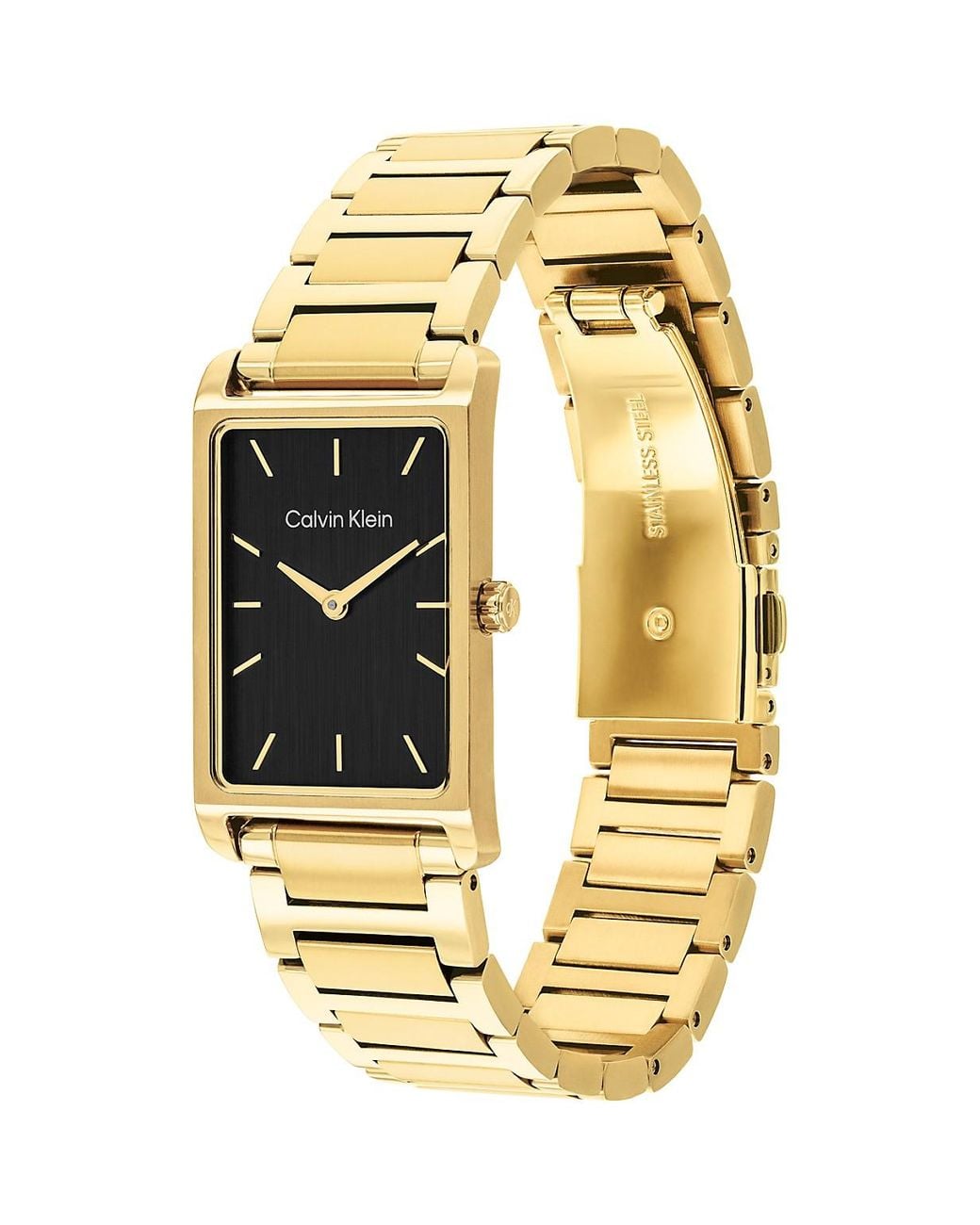 Calvin Klein Metallic Plated Steel Rectangular Watch for men