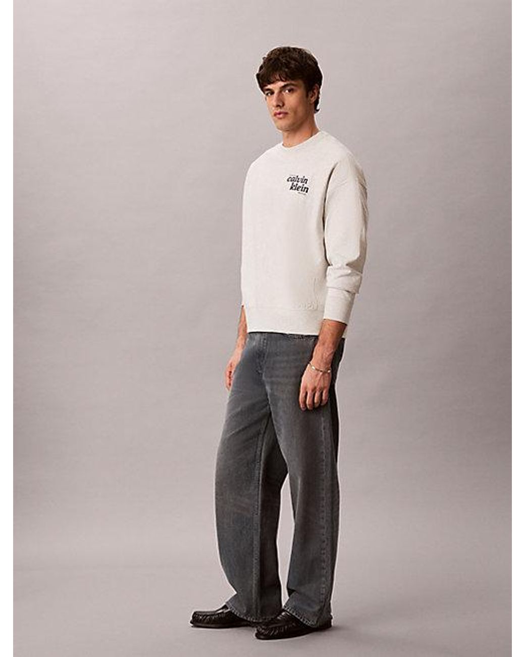 Calvin Klein Natural Jeans Premium Cotton Terry Logo Sweatshirt for men