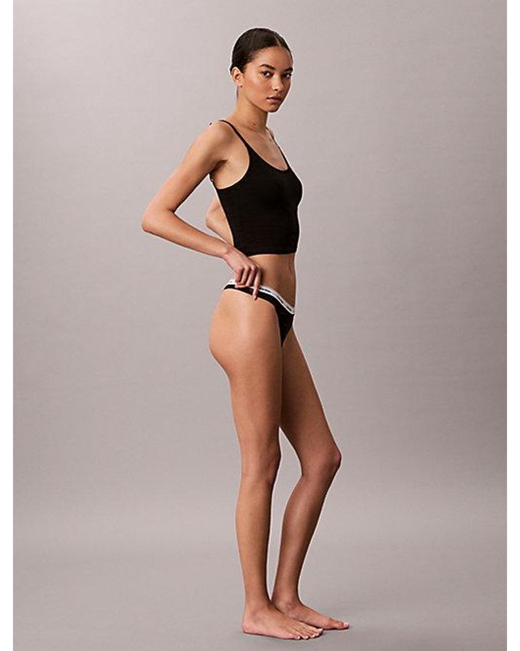Calvin Klein Black Thong Icon Logo