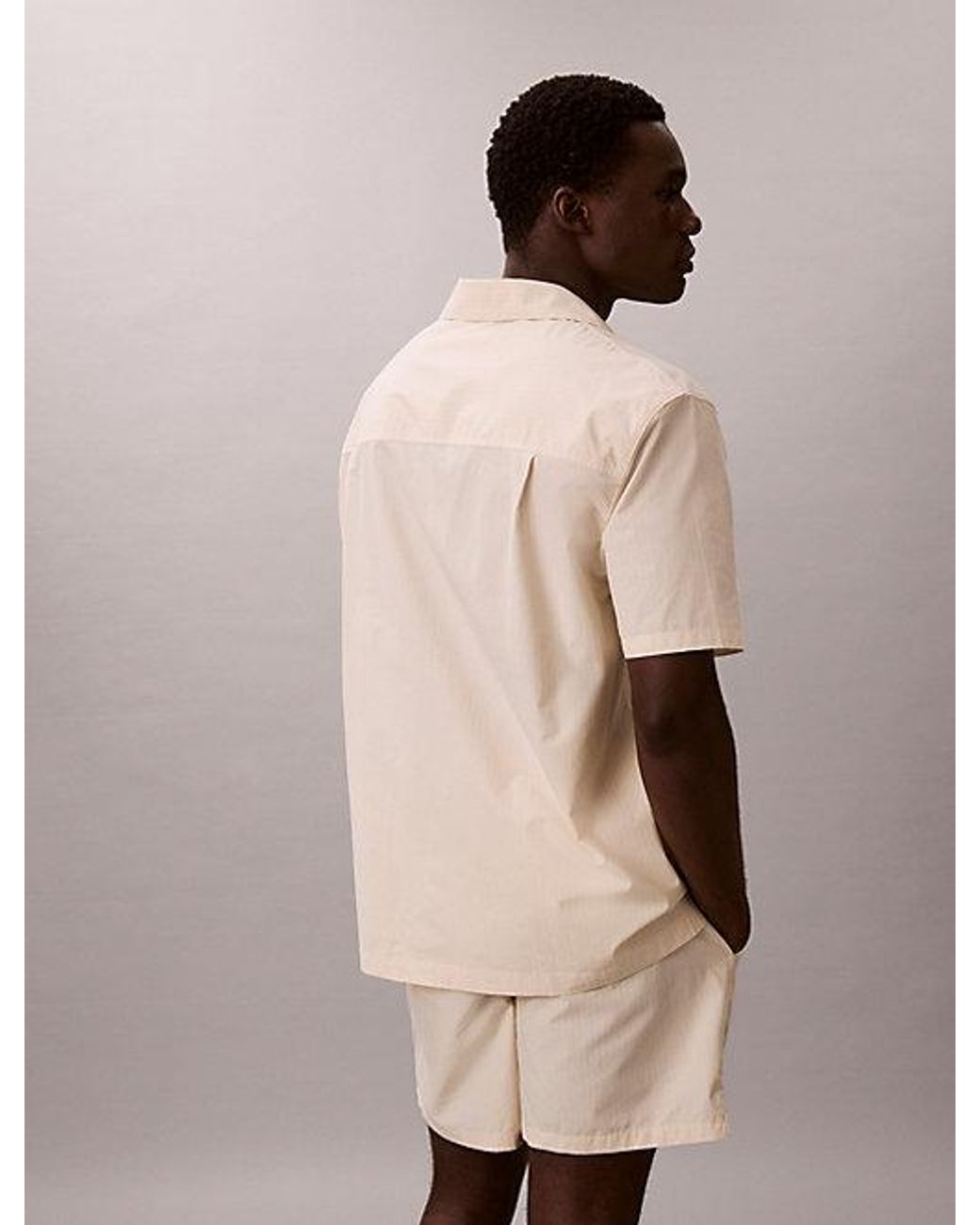 Calvin Klein Natural Logo Pyjama Top Heritage Cotton Poplin for men