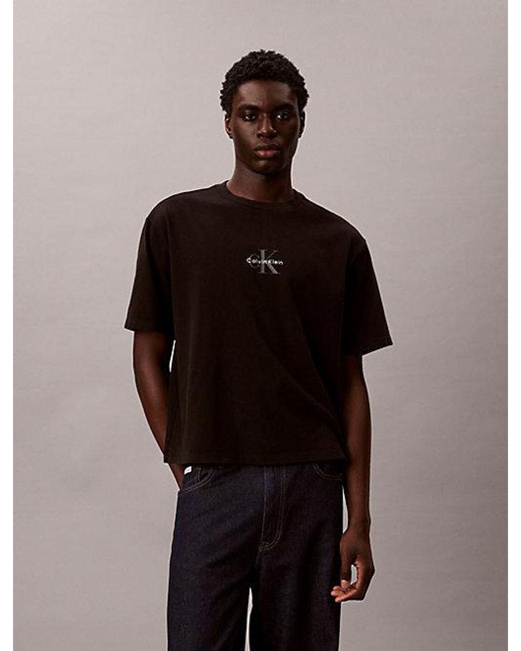 Calvin Klein Black Jeans Relaxed Monogram T-Shirt for men