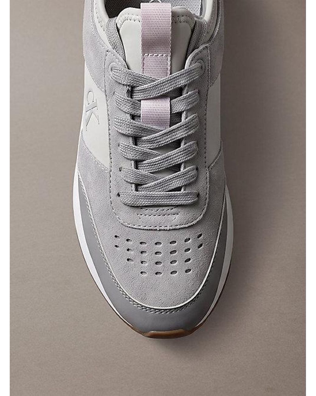Calvin Klein Metallic Suede Signature Logo Runner Trainers