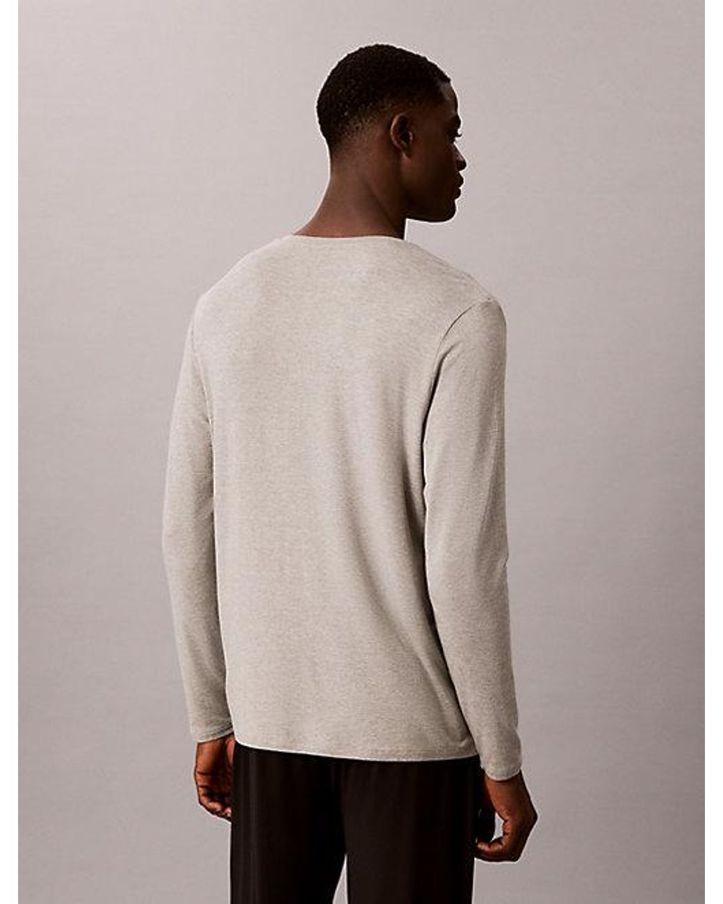 Calvin Klein Gray Henley Pyjama Top Ultra Soft Modal for men