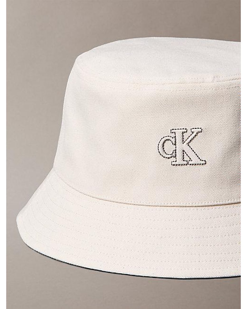 Calvin Klein Natural Canvas Signature Logo Bucket Hat