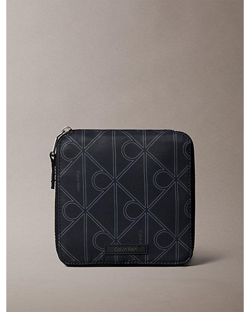 Calvin Klein Blue Printed Emblem Logo Nylon Packable Tote Bag for men