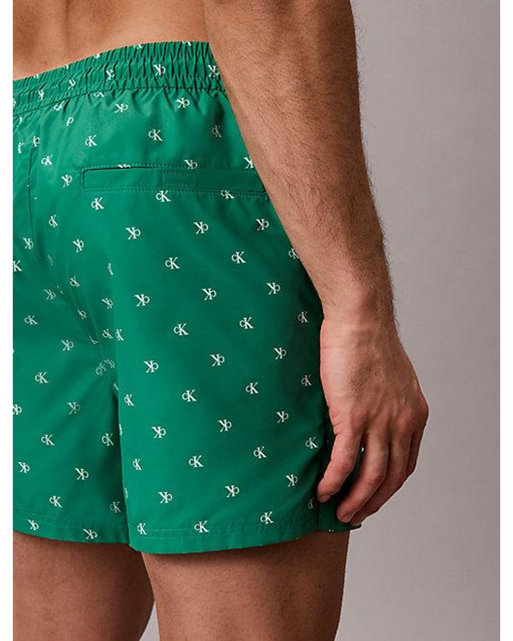 Calvin Klein Green Short Drawstring Swim Shorts Essentials for men