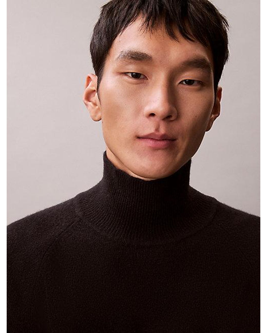 Calvin Klein Black High Mockneck Wool Jumper for men