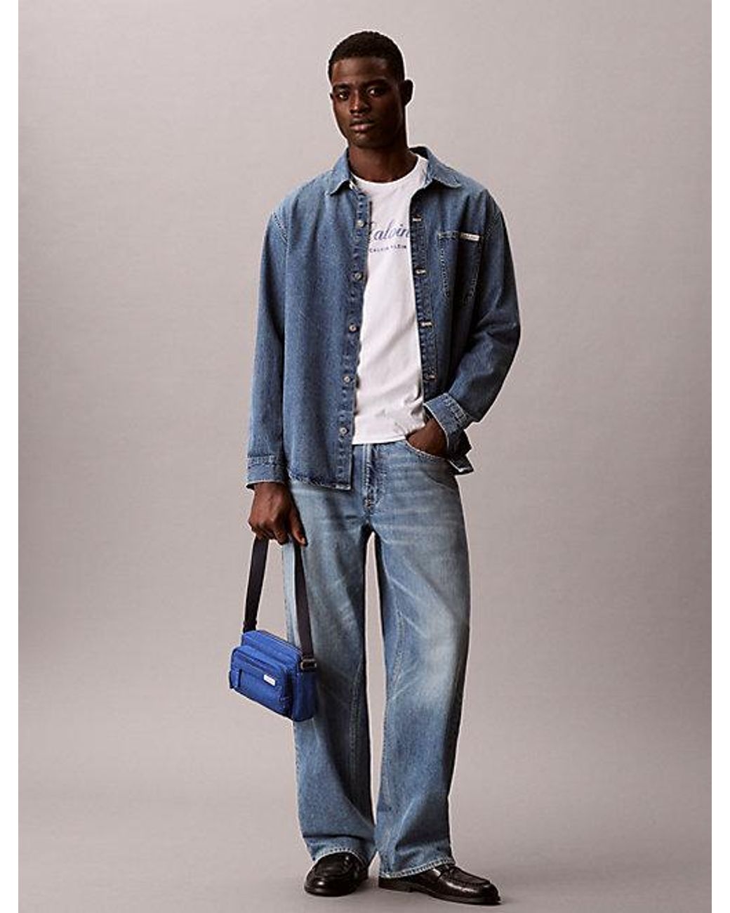 Calvin Klein Blue Denim Camera Bag for men