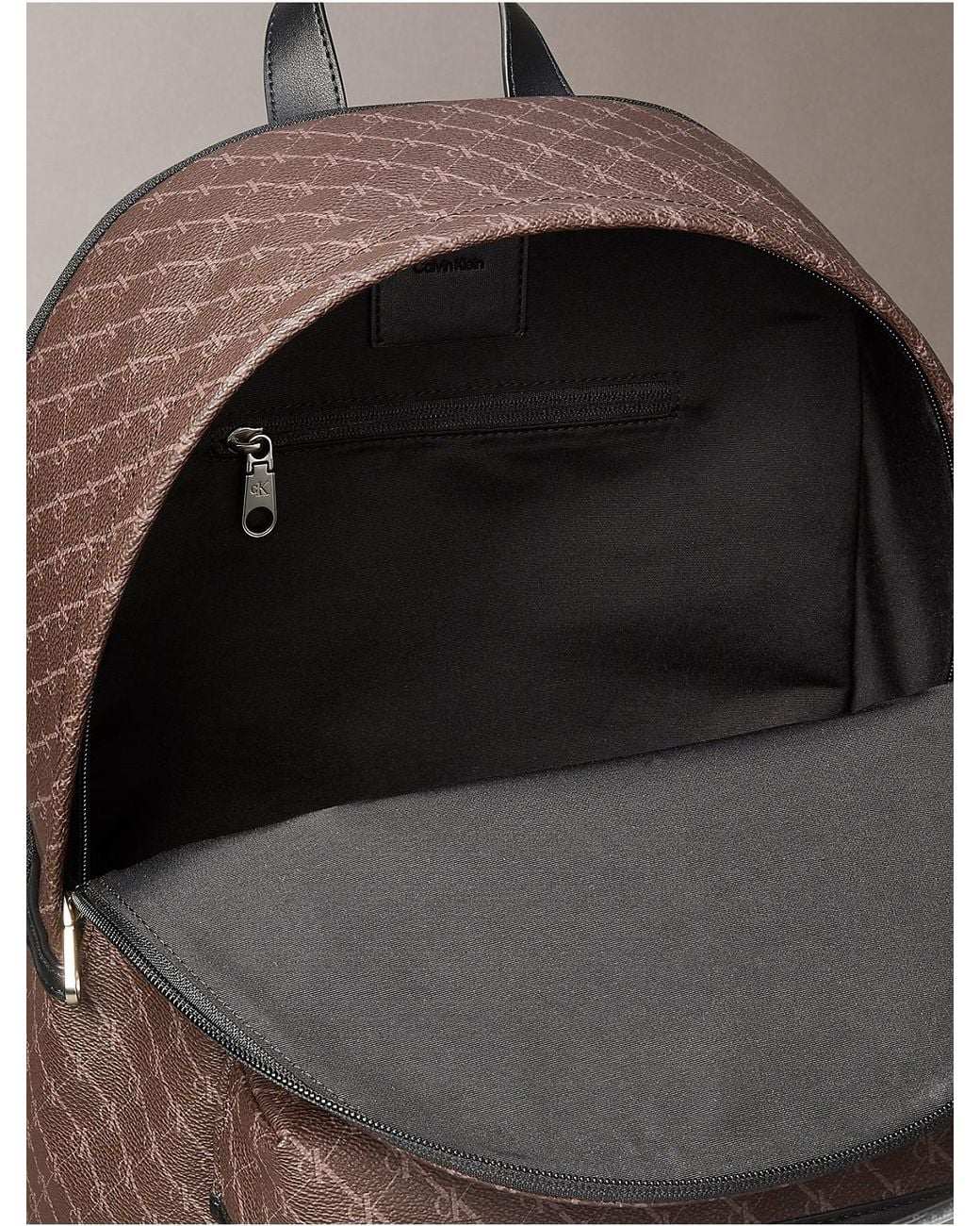 Calvin Klein Gray Textured Monogram Backpack for men