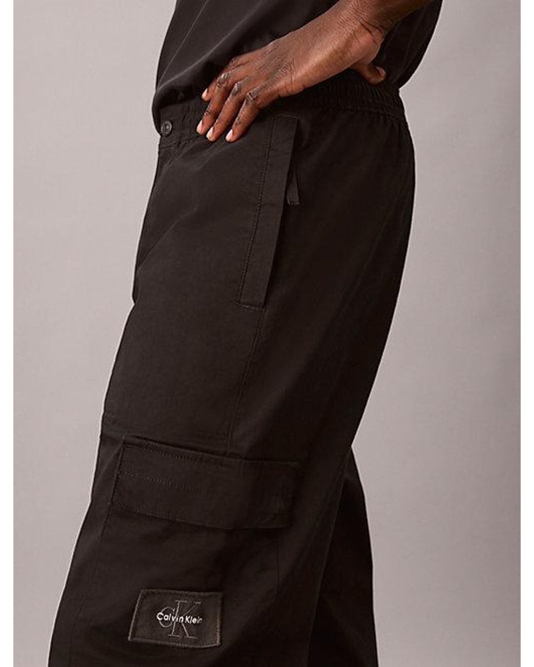 Calvin Klein Black Jeans Comfort Cotton Relaxed Cargo Pants for men