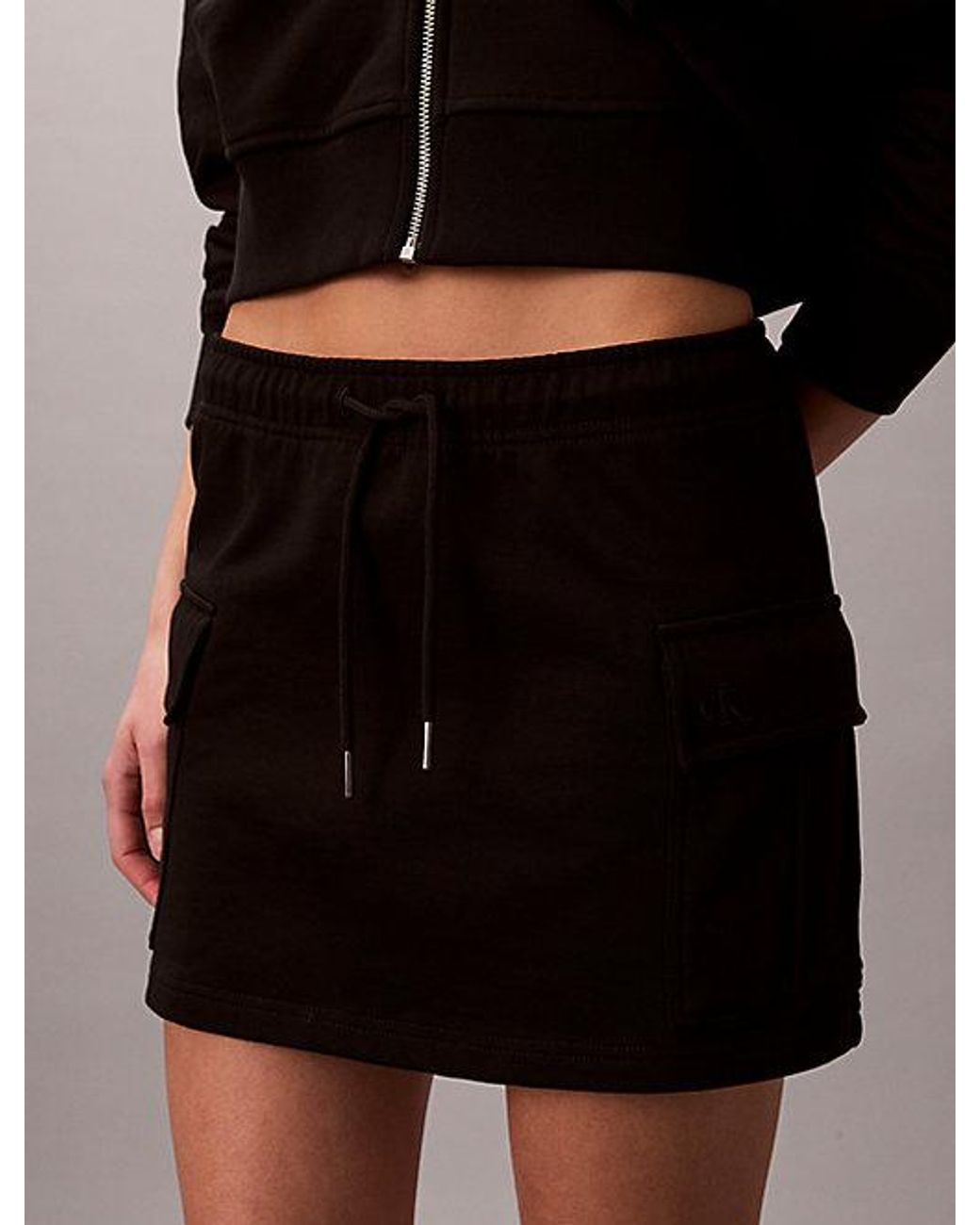 Calvin Klein Brown Jeans Cotton Terry Cargo Mini Skirt