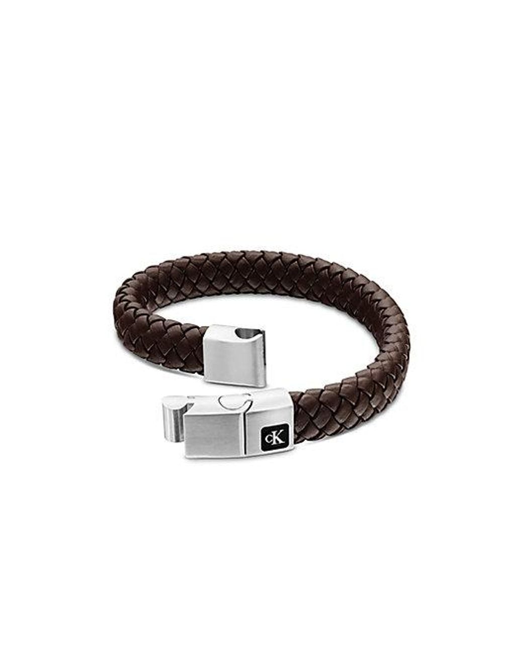 Calvin Klein Multicolor Jeans Braided Leather Bracelet for men