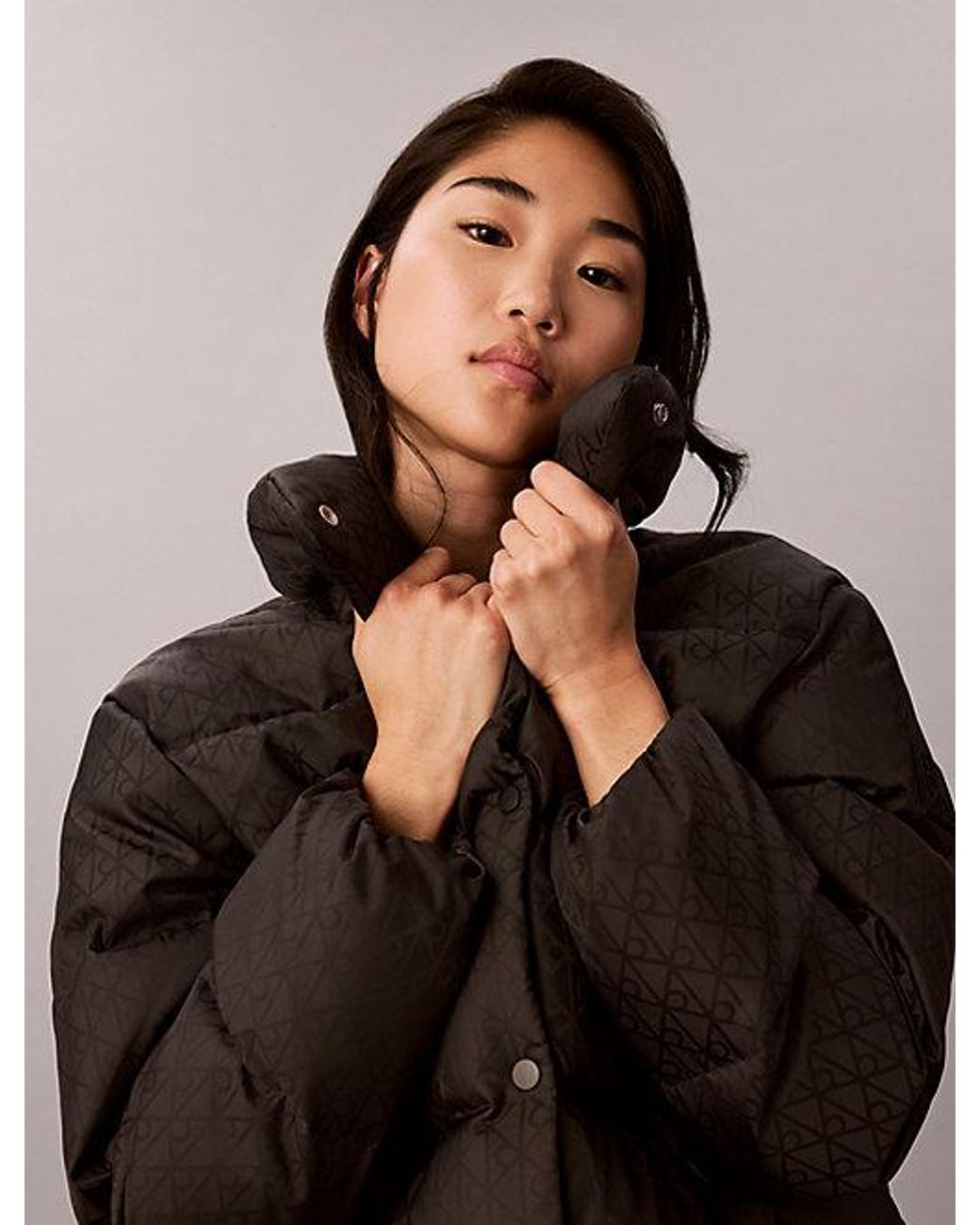 Calvin Klein Multicolor Jeans All Over Logo Down Puffer Jacket