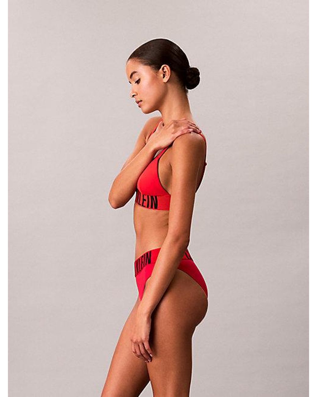 Calvin Klein Triangel Bikinitop in het Red
