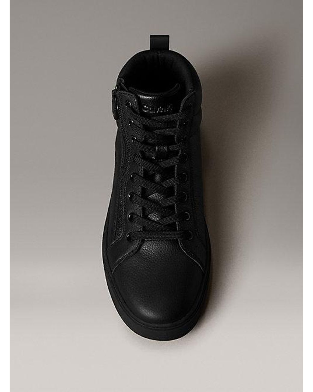 Calvin Klein Black Jeans Leather Zip High Top Trainers for men