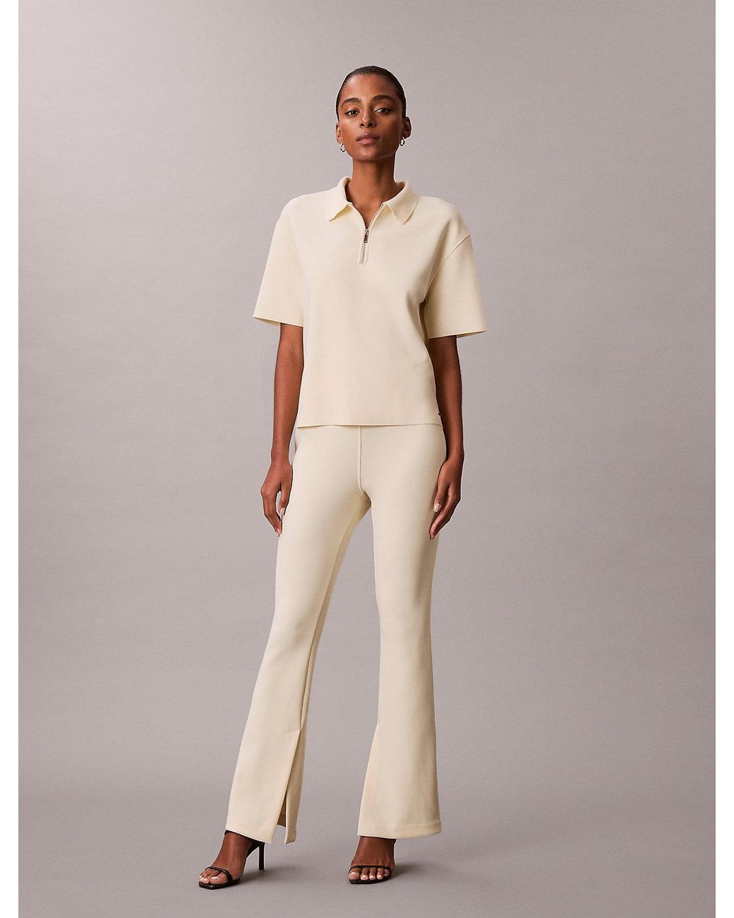 Top Con Zip di Calvin Klein in Natural