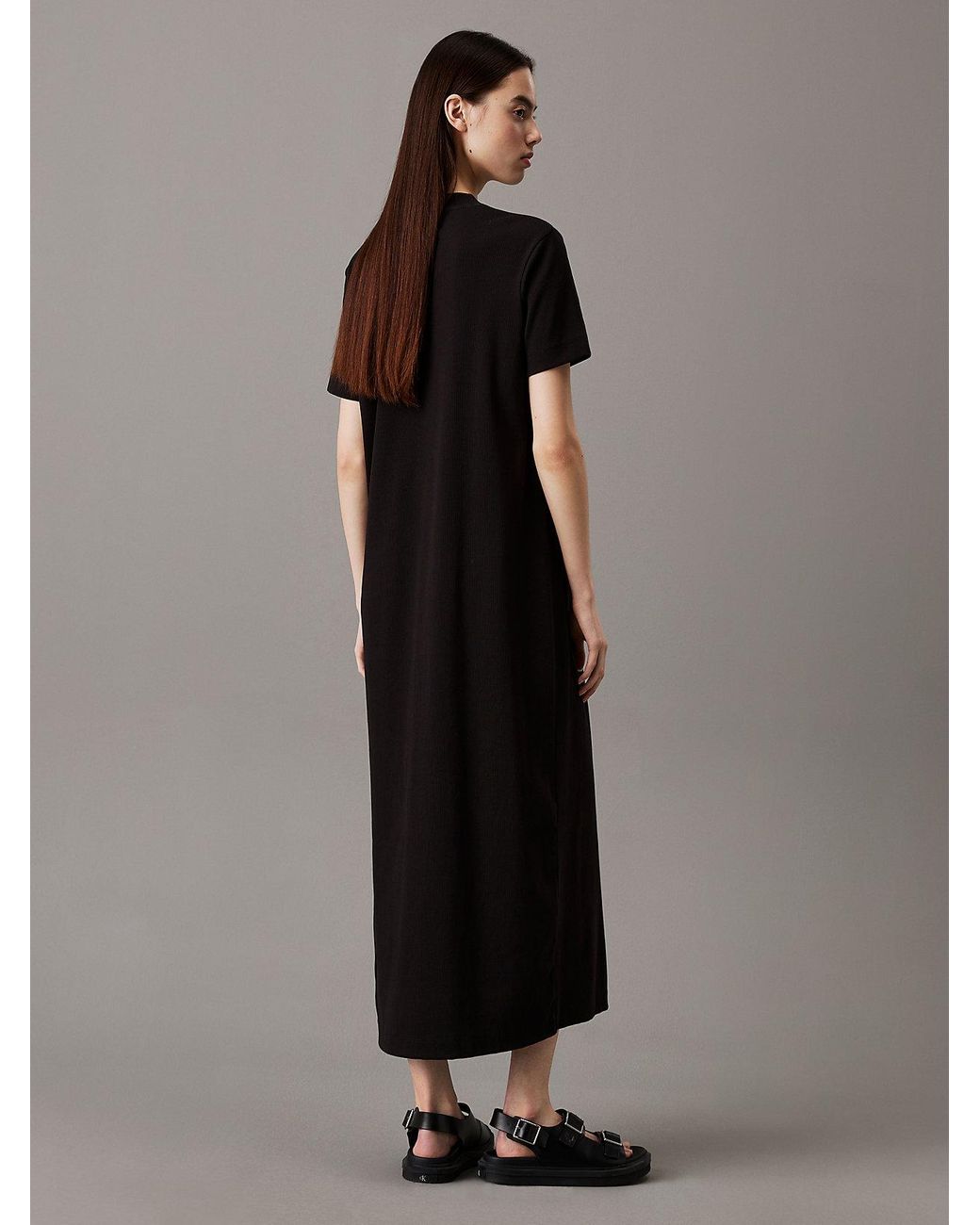 Calvin Klein Ribbed Cotton Maxi T-Shirt Dress in Black | Lyst UK Calvin Klein Ribbed Cotton Maxi T-Shirt Dress in Black | Lyst UK