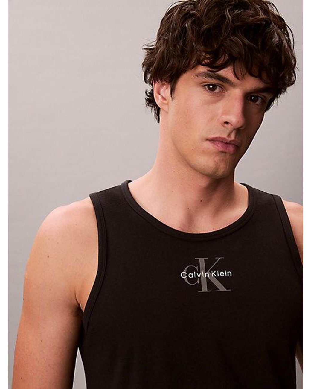 Calvin Klein Black Jeans Monogram Logo Tank Top for men