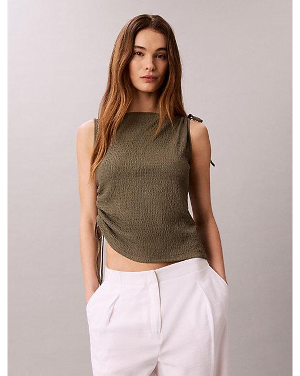 Calvin Klein Natural Jeans Textured Knit Sleeveless Top