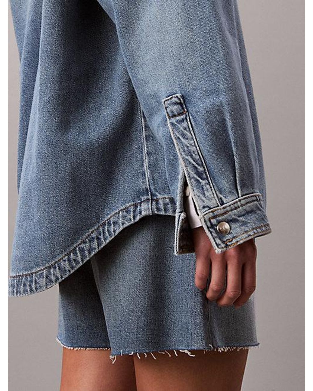 Calvin Klein Blue Jeans Denim Boyfriend Button Up Shirt