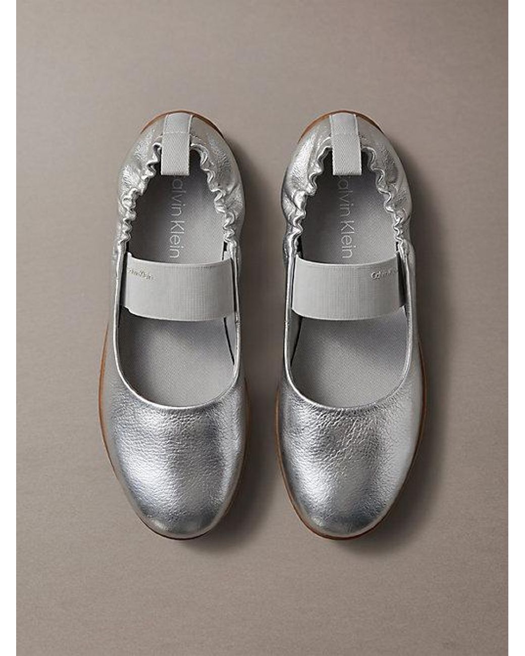 Calvin Klein Gray Metallic Leather Hybrid Ballet Trainers