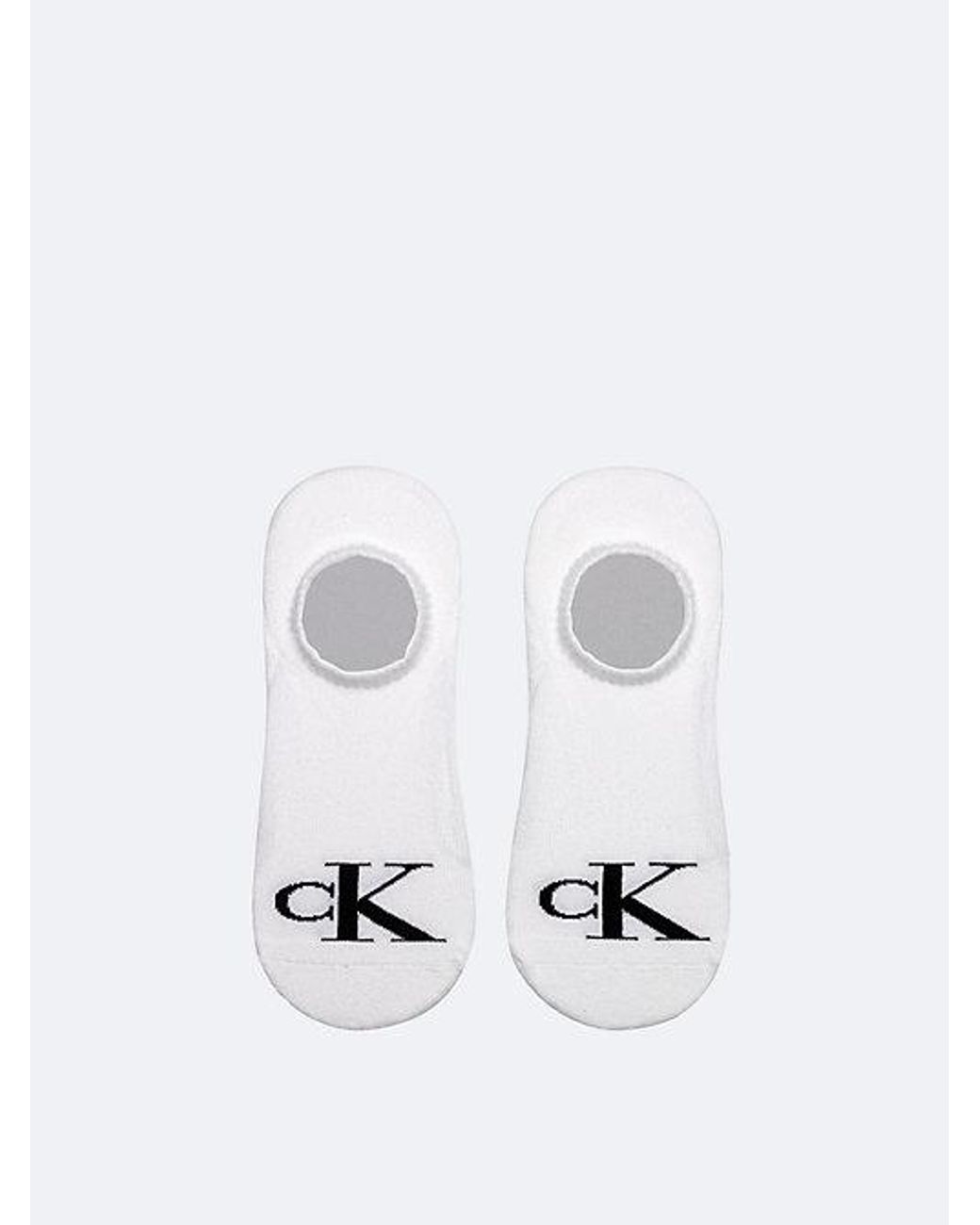 Calvin Klein White 2 Pack Soft Cotton Invisible Socks for men