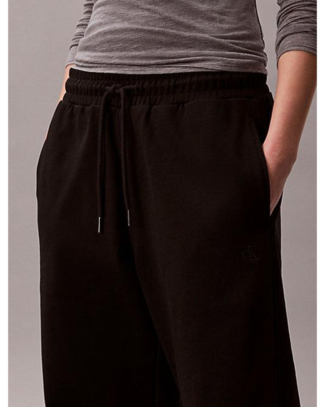 Calvin Klein Black Jeans Cotton Terry Barrel Joggers