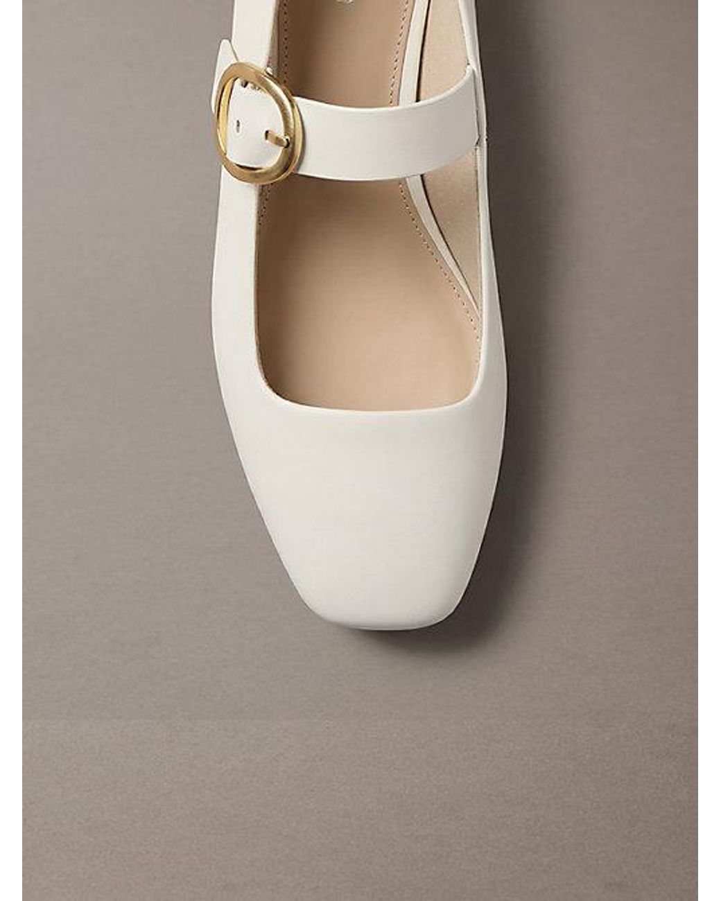 Calvin Klein Gray Leather Mary Jane Ballerinas