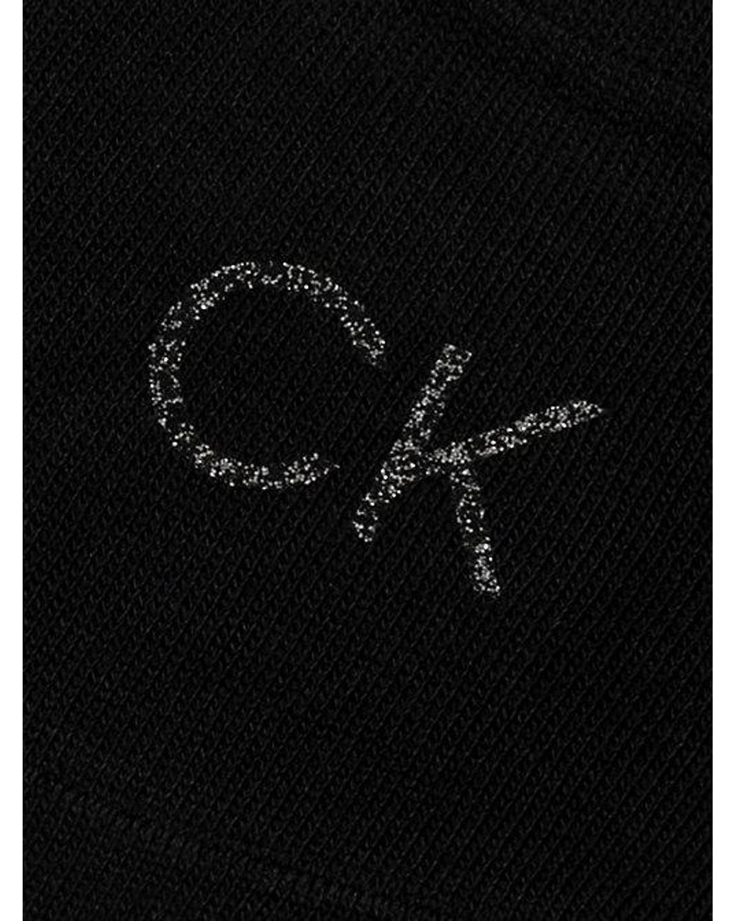 Calvin Klein Black 2 Pack Soft Cotton Shiny Logo Invisible Socks