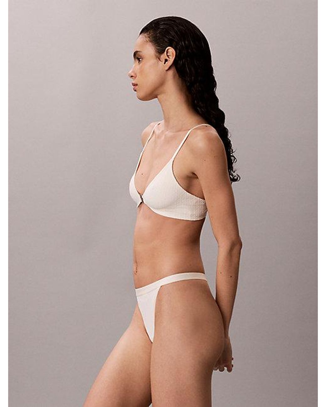 Calvin Klein Brown Unlined Triangle Bra Minimalist Emblem