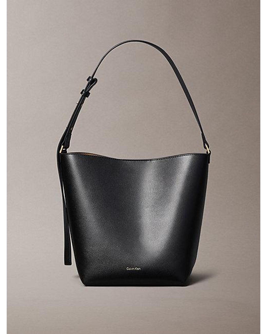 Calvin Klein Gray Foil Logo Bucket Bag