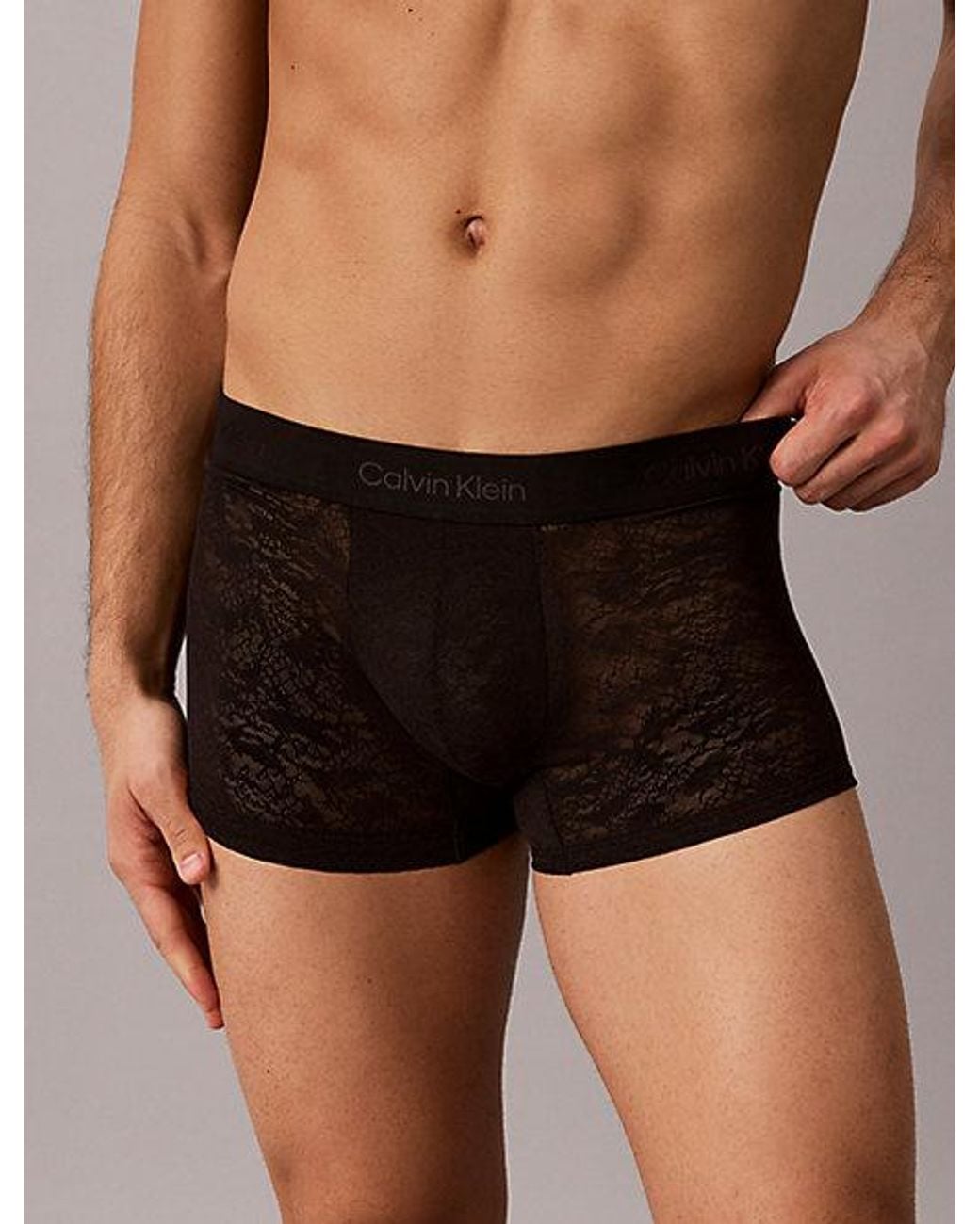 Calvin Klein Black Low Rise Trunks Refined Lace for men