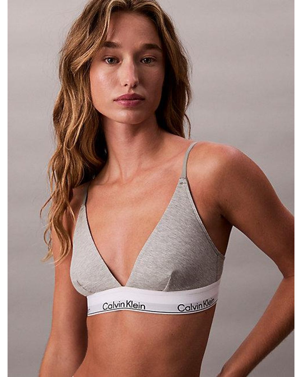 Calvin Klein Brown Unlined Triangle Bralette Icon Cotton Modal