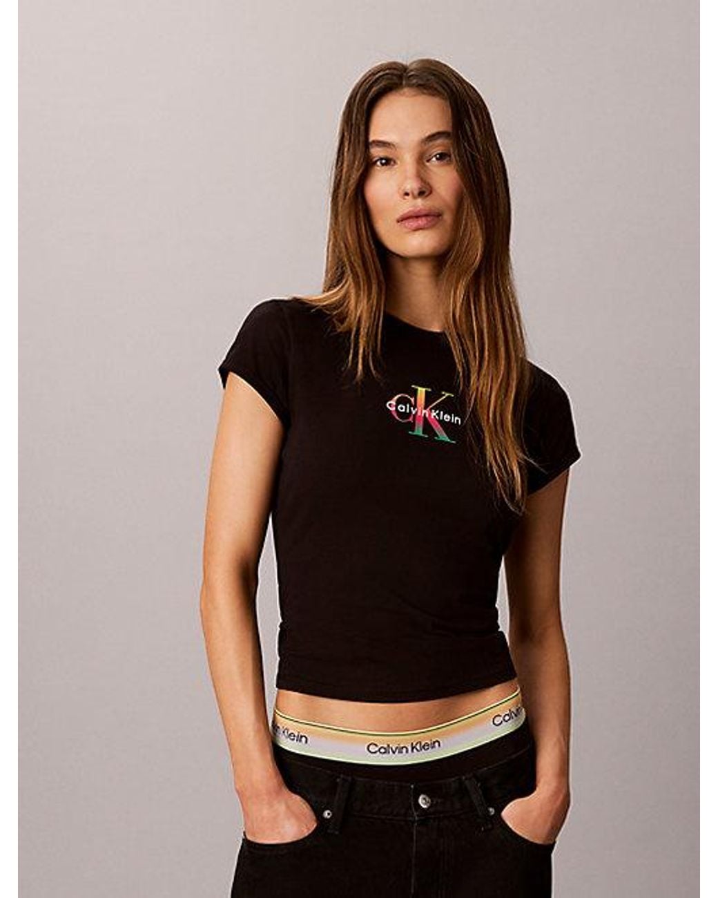 Calvin Klein Black Jeans Slim Monogram T-Shirt Pride