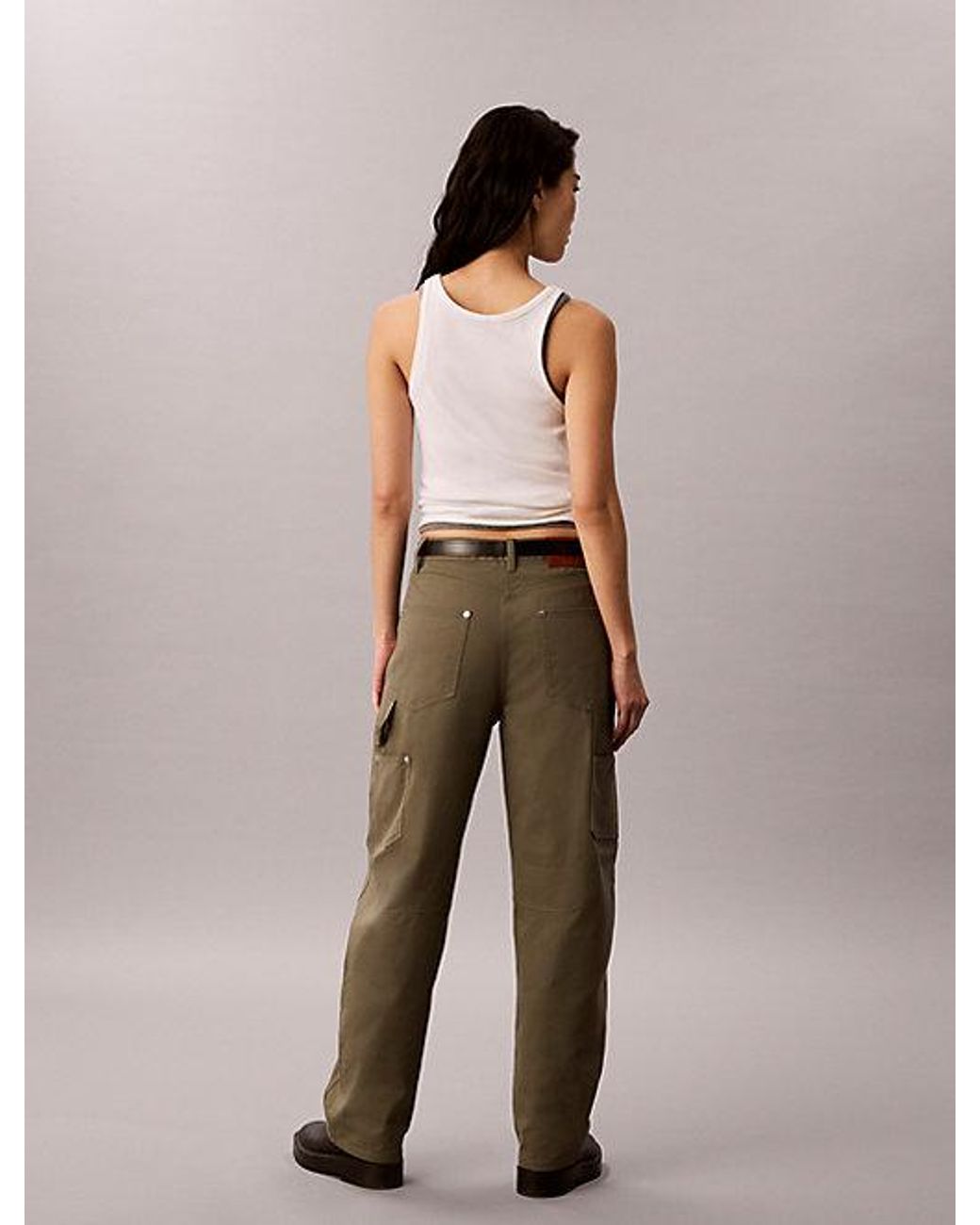 Calvin Klein Green Jeans Cotton Twill Utility Trousers