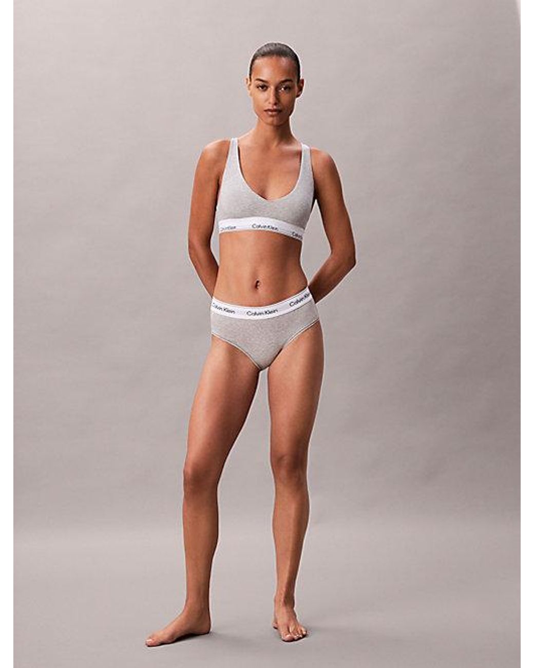 Calvin Klein White Unlined Triangle Bralette Icon Cotton Modal