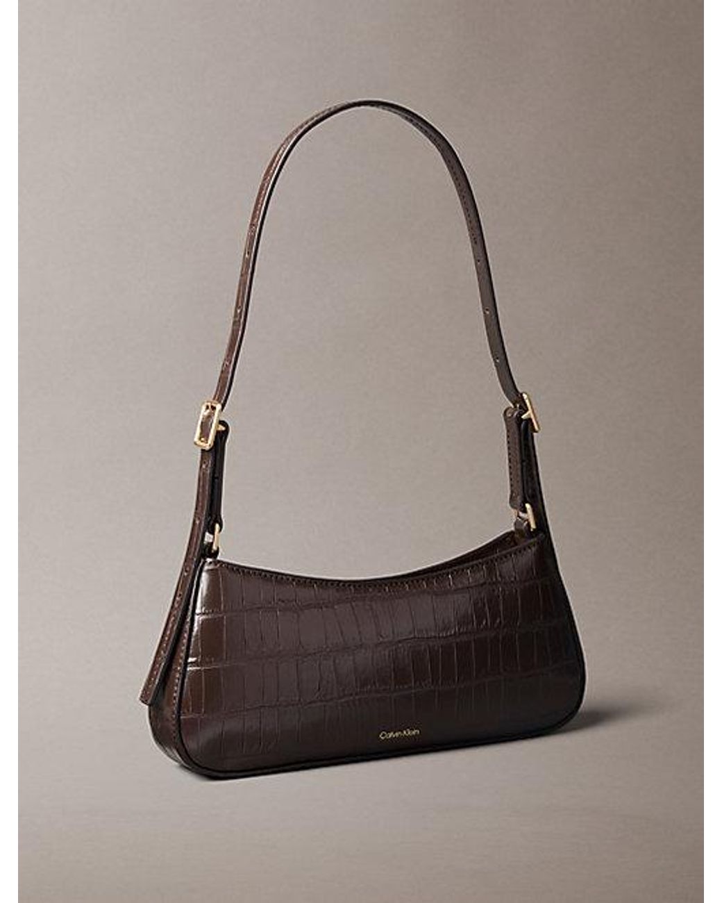 Calvin Klein Gray Monogram Crocodile Shoulder Bag