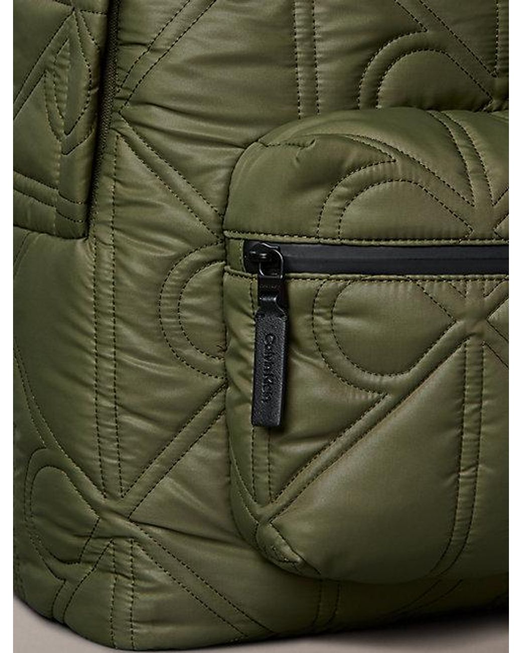 Calvin Klein Green Puffer Monogram Logo Backpack for men