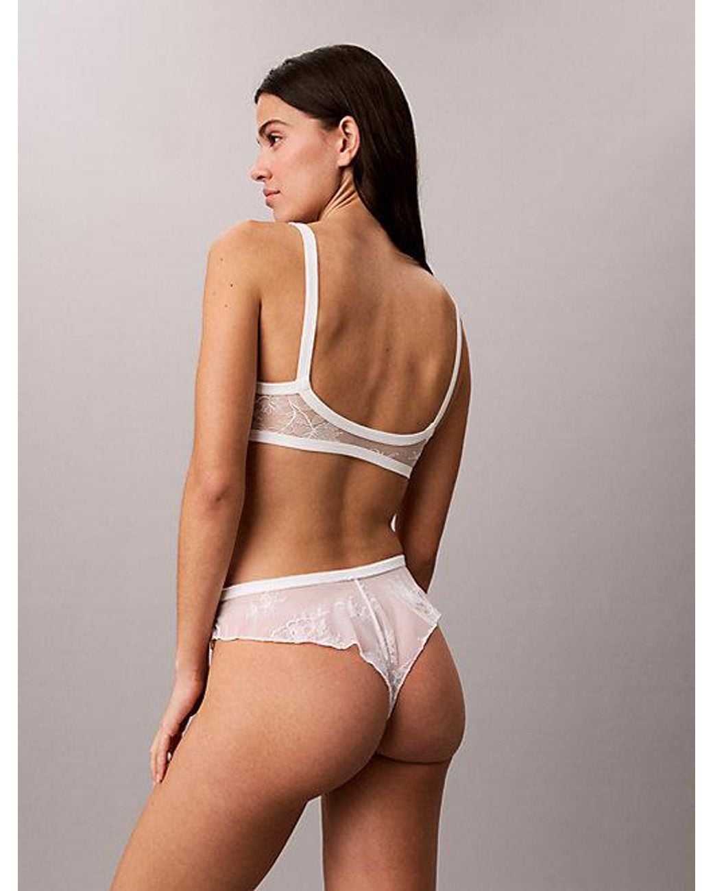 Calvin Klein White Tanga Eternal Floral Lace