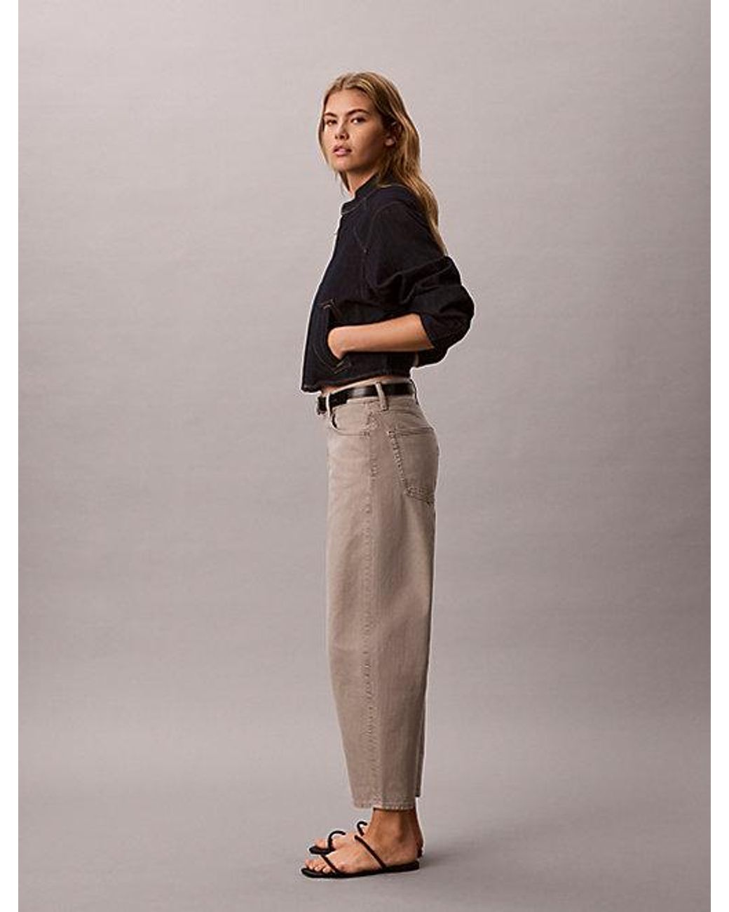 Calvin Klein Brown Jeans Cropped Barrel Jeans