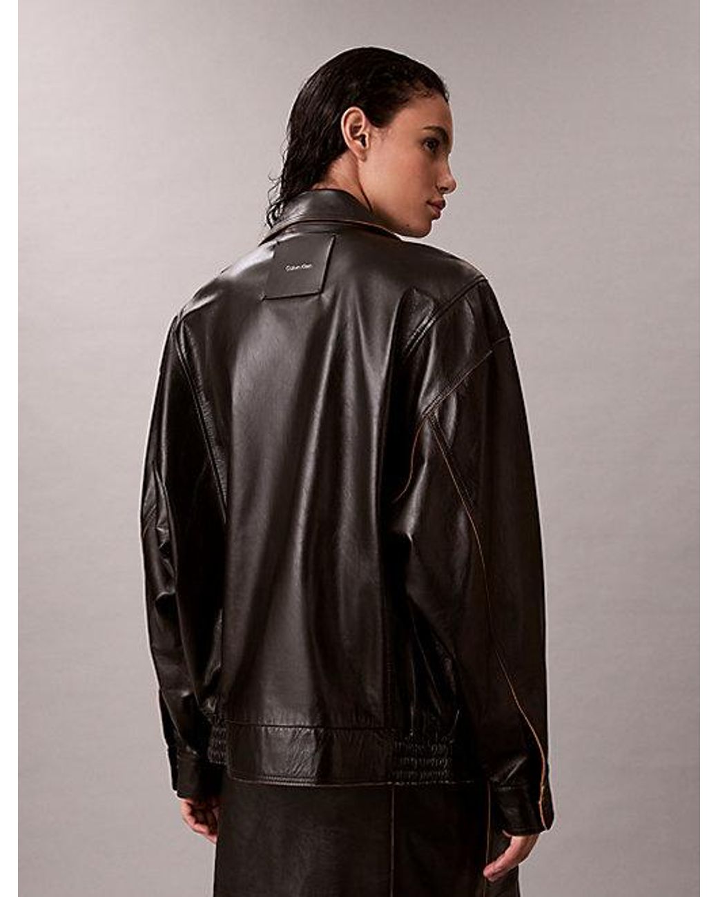 Calvin Klein Relaxed Lakleren Jack in het Black