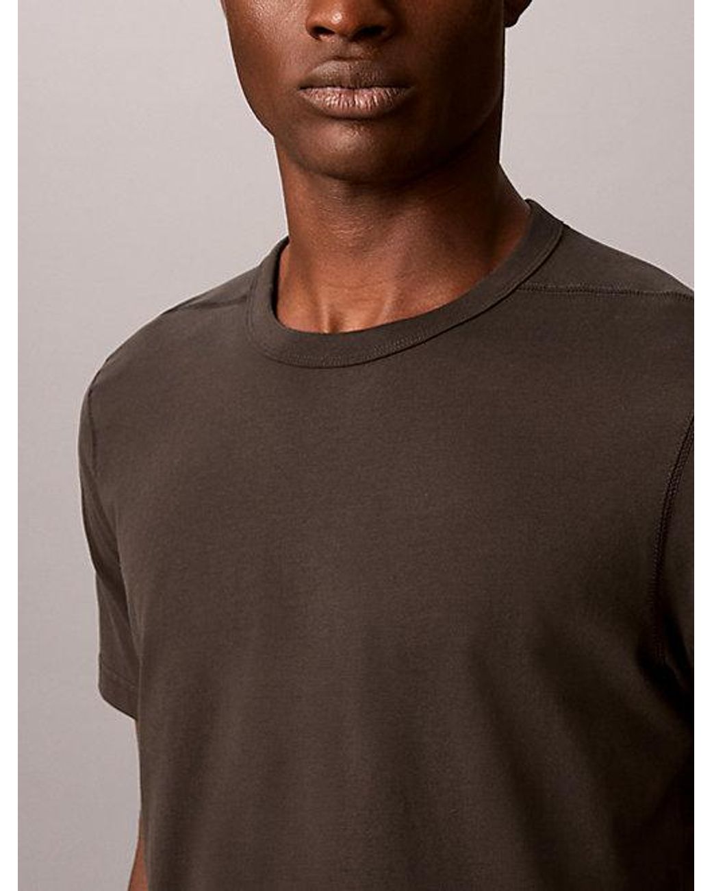 Calvin Klein Brown Jeans Sueded Jersey Badge T-Shirt for men